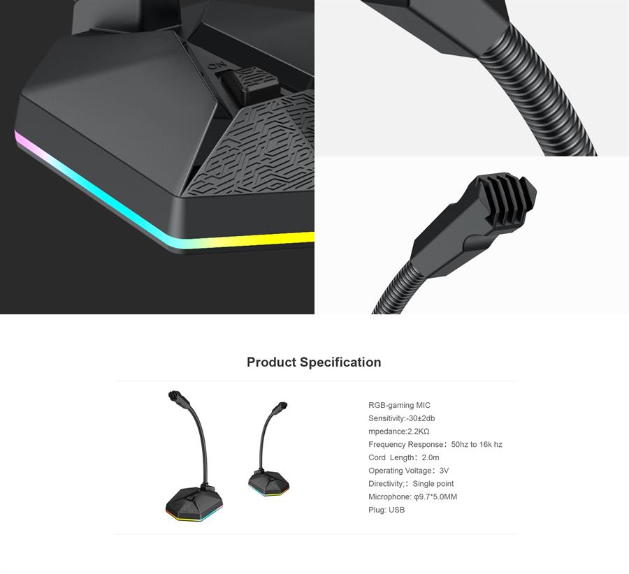 MICROFONO GAMER RGB RETROILUMINADO HAVIT GK57 [1344]