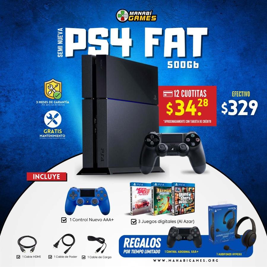 CONSOLA PLAYSTATION 4 FAT 500GB SEMI-NUEVA [1406]