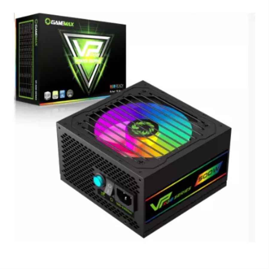GAMEMAX VP-500 RGB CERTIFICADA 80+ BRONZE / CON VENTILADOR 12CM ULTRA SILENCIOSO / 500 WATTS