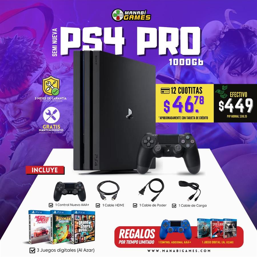 CONSOLA PLAYSTATION 4 PRO 1TB SEMI-NUEVA [1409]